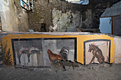 Ancient Roman food stand frescoes, Pompeii, Italy