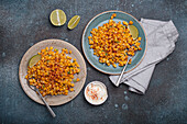 Mexican esquites with chili sour cream