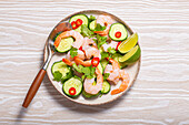 Prawn salad with cucumber, lime and coriander