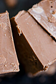 Extreme close up of chunks of chocolate