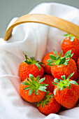 Close up of strawberries in a basket