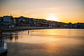 Peñiscola Beach at sunset, Castellon, Valencian Community, Spain