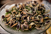 Tellina clams in La Arbica restaurant in Peñiscola, Castellon, Valencian Community, Spain