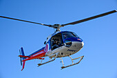 Doors-off helicopter tour of Mount Cook and the Tasman River, South Island, New Zealand.