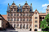 Heidelberg Castle, Courtyard with the Friedrich building, Heidelberg, Baden Wurttemberg, Germany, Europe