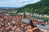 Heidelberg city center with the Holy Spirit Church, Heidelberg, Baden Wurttemberg, Germany, Europe