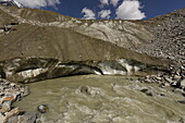 Schmelzender Gletscher oberhalb von Ushguli, Svaneti, Kaukasus, Georgien, Zentralasien, Asien