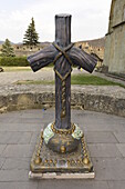 Traditional Georgian Orthodox cross, Holy Trinity Cathedral of Tbilisi, Georgia, Central Asia, Asia