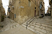 Corner with stairs, La Valetta, Malta, Mediterranean, Europe