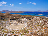 Antikes Theater, Archäologische Stätte von Delos, UNESCO-Weltkulturerbe, Insel Delos, Kykladen, Griechische Inseln, Griechenland, Europa