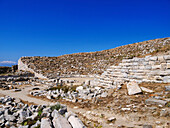 Antikes Theater, Archäologische Stätte von Delos, UNESCO-Weltkulturerbe, Insel Delos, Kykladen, Griechische Inseln, Griechenland, Europa