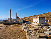 Temple of Hera, Delos Archaeological Site, UNESCO World Heritage Site, Delos Island, Cyclades, Greek Islands, Greece, Europe