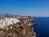 Cityscape of Fira at the edge of the caldera, Santorini (Thira) Island, Cyclades, Greek Islands, Greece, Europe