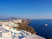 Stadtbild von Fira, Insel Santorin (Thira), Kykladen, Griechische Inseln, Griechenland, Europa