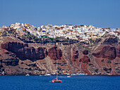 View towards Oia Village, Santorini (Thira) Island, Cyclades, Greek Islands, Greece, Europe