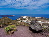 View towards Oia Village, Santorini (Thira) Island, Cyclades, Greek Islands, Greece, Europe