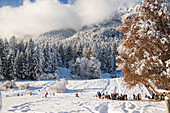 Wintertime with big snow in the Bavarian Alps, Garmish-Partenkirchen, Germany, Europe