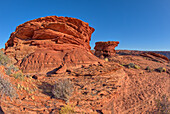 Hoodoos on top of a ridge of sandstone near the Spur Canyon at Horseshoe Bend, Arizona, United States of America, North America