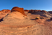 Die Wirbel und die blockartige Struktur der versteinerten Sanddünen in den Badlands von Horseshoe Bend, Arizona, Vereinigte Staaten von Amerika, Nordamerika