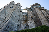 Architektonisches Detail der Sacra di San Michele (Abtei des Heiligen Michael), ein religiöser Komplex auf dem Berg Pirchiriano, auf der Südseite des Val di Susa, Gemeinde Sant'Ambrogio di Torino, Stadt Turin, Piemont, Italien, Europa