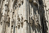 Architectural detail of Milan Cathedral (Duomo di Milano), dedicated to the Nativity of St. Mary, seat of the Archbishop, Milan, Lombardy, Italy, Europe