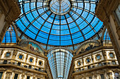 Architectural detail of the Galleria Vittorio Emanuele II, Italy's oldest shopping gallery, Piazza del Duomo, Milan, Lombardy, Italy, Europe