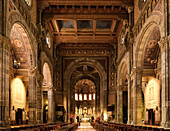 Interior of Corpus Domini Church, blending Neo-Romanesque, Neo-Byzantine, and Art Nouveau styles, completed in 1901, elevated to minor basilica status by Pope Pius XII, Milan, Lombardy, Italy, Europe