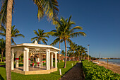 View of hotel wedding bandstand and beach near Puerto Morelos, Caribbean Coast, Yucatan Peninsula, Mexico, North America