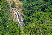 View of Mantenga Falls, Mantenga Cultural Village a traditional Eswatini settlement, Malkerns, Eswatini, Africa