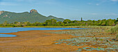 View of Jet lake and Ubombo Mountain from Ghost Mountain Inn, Mkuze, KwaZulu-Natal Province, South Africa, Africa