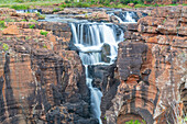 View of waterfalls at Bourke's Luck Potholes, Blyde River Canyon Nature Reserve, Moremela, Mpumalanga Province, South Africa, Africa