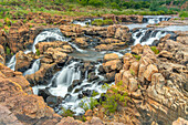 View of waterfalls at Bourke's Luck Potholes, Blyde River Canyon Nature Reserve, Moremela, Mpumalanga Province, South Africa, Africa