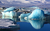 Eisberge, Jokulsarlon Gletscherlagune, Vatnajokull-Nationalpark, Südisland, Polarregionen