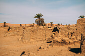 Ruinen des antiken Dorfes Germa, Hauptstadt des Garamantenreichs, in der Region Fezzan, Libyen, Nordafrika, Afrika