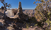 Die Rückseite des historischen Hermits Rest, erbaut 1914, im Besitz des National Park Service, Grand Canyon, Arizona, Vereinigte Staaten von Amerika, Nordamerika