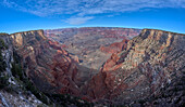 Monument Creek viewed from along the rim trail halfway between The Abyss and Monument Creek Vista Overlook with Mohave Point on right and Pima Point on the left in the distance, Grand Canyon, Arizona, United States of America, North America