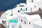 Whitewashed houses on the beautiful island of Santorini, Cyclades, Greek Islands, Greece, Europe