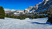 Skipisten an der Sella Ronda, Dolomiten, Italien, Europa