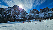 Skipisten an der Sella Ronda, Dolomiten, Italien, Europa