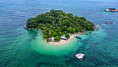 Luftaufnahme von Pulau Kelayang, Belitung Insel vor der Küste von Sumatra, Indonesien, Südostasien, Asien