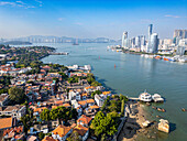 Aerial of Kulangsu International Settlement, UNESCO World Heritage Site, Xiamen, Fujian, China, Asia