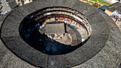 Aerial of Taxia village and Fujian Tulou, rural dwelling of the Hakka, Fujian, China, Asia