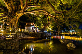 Night shot of the Yunshuiyao Ancient Town, Hakka, Fujian, China, Asia