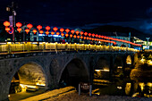 Night shot of the Yunshuiyao Ancient Town, Hakka, Fujian, China, Asia