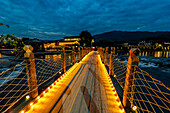 Night shot of the Yunshuiyao Ancient Town, Hakka, Fujian, China, Asia