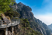 Walkway cut in the granite, The Taoist Sanqing Mountain, UNESCO World Heritage Site, Jiangxi, China, Asia