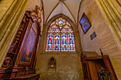 Stained Glass Window in the Bayeux Cathedral, Bayeux, Normandy, France, North West Europe