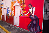 Mural, colourful Street Art, Avenue Hidalgo, Atlixco, Pueblos Magicos, Puebla State, Mexico, North America