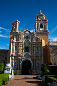 Facade of Polychromed Baroque Decoration with Talavera Azulejos, Church of San Francisco Acatepec, founded mid-16th century, San Francisco Acatepec, Puebla, Mexico, North America