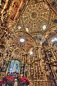 Statue of the Virgin of Ocotlan, polychrome Figures, Apse, Interior, Basilica of Our Lady of Ocotlan, Tlaxcala City, Tlaxcal State, Mexico, North America